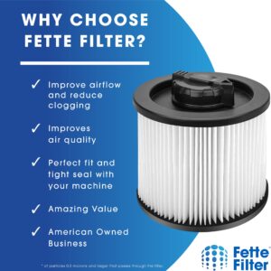 Fette Filter - DXVC4002 High Efficiency Cartridge Filter Replacement Compatible with Compatible with DeWalt DXV04T, DXV05P, DXV05S, DXV08S, DXV06G 4 Gallon Wet/Dry Vacuum Cleaners - Pack of 2