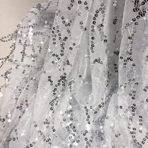 1 Meter Sequins Mesh Tulle Fabric for Sewing Crafts Dresses Costume Embroidery Tassel Lace Wedding Party Decoration