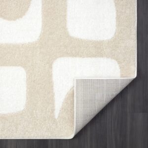 Abani Nuevo Collection Area Rug - Modern Geometric Beige/Cream Design - 7'9" x 10'2" - Easy to Clean - Durable for Kids & Pets - Non-Shedding - Medium Pile -Soft Feel - for Living Room Bedroom Office