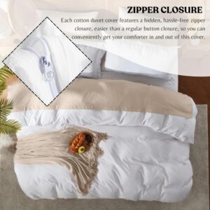 King Size Duvet Cover with Zipper Closure, Egyptian Cotton Luxury Duvet Cover, 800 Thread Count Comforter Cover Sets 3 Piece, 1 Duvet Cover + 2 Pillowcases, 90” x 104" White Duvet Cover Set