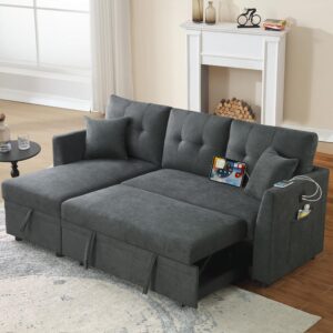 uhome Upholstered Sleeper Sofa with USB Ports