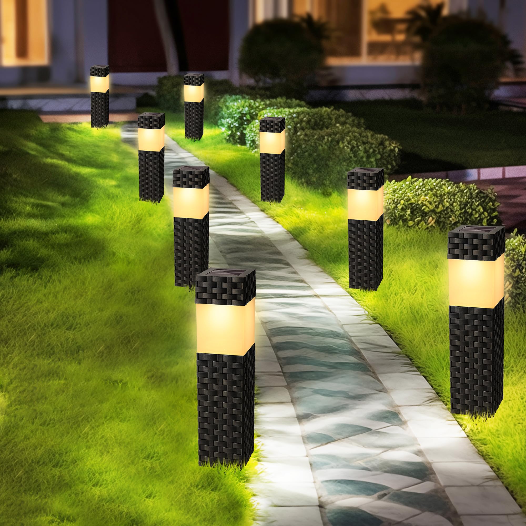 iBaycon 8 Pack Solar Pathway Lights Outdoor, Waterproof Solar Landscape Lighting, Bright Solar Garden Lights for Patio Lawn Yard Walkway Driveway (Warm White)