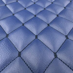 Vinyl Quilted Foam Fabric with 3/8" Foam Backing Upholstery / 52" Wide/Sold by The Yard/FABRIC EMPIRE (Blue hq Black Threading)