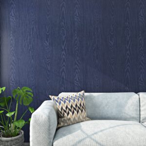 Livelynine Dark Blue Wood Wallpaper Peel and Stick Countertops Waterproof Navy Contact Paper for Cabinets Desk Walls Dresser Cover Top Kitchen Cabinet Wallpaper Matte Wood Grain Vinyl Wrap 15.8x78.8