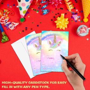 Unicorn Birthday Party Invitation, Magical Unicorn Themed Fill-In Invites for Men & Women, 20 Invitations With Envelopes (4" X 6"), Adults Rainbow Party Favors Decorations and Supplies -30