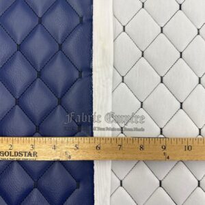 Vinyl Quilted Foam Fabric with 3/8" Foam Backing Upholstery / 52" Wide/Sold by The Yard/FABRIC EMPIRE (Blue hq Black Threading)