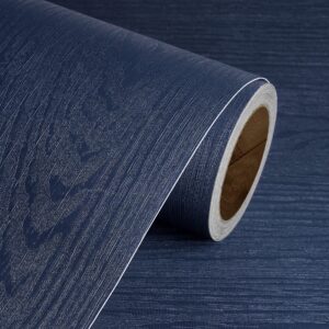 Livelynine Dark Blue Wood Wallpaper Peel and Stick Countertops Waterproof Navy Contact Paper for Cabinets Desk Walls Dresser Cover Top Kitchen Cabinet Wallpaper Matte Wood Grain Vinyl Wrap 15.8x78.8