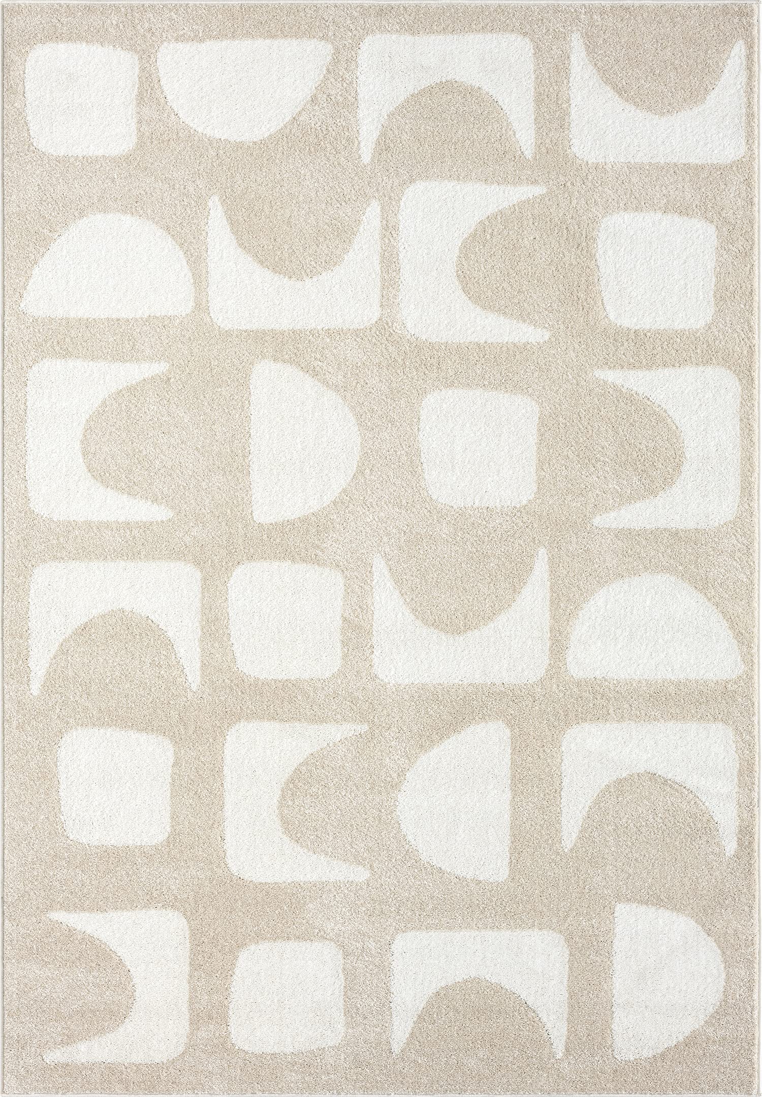 Abani Nuevo Collection Area Rug - Modern Geometric Beige/Cream Design - 7'9" x 10'2" - Easy to Clean - Durable for Kids & Pets - Non-Shedding - Medium Pile -Soft Feel - for Living Room Bedroom Office