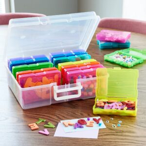 Rainbow Plastic Photo & Craft Keeper Box by Simply Tidy - Acid Free Container Includes 16 Cases and Holds Up to 1,600 Photos - Bulk 8 Pack