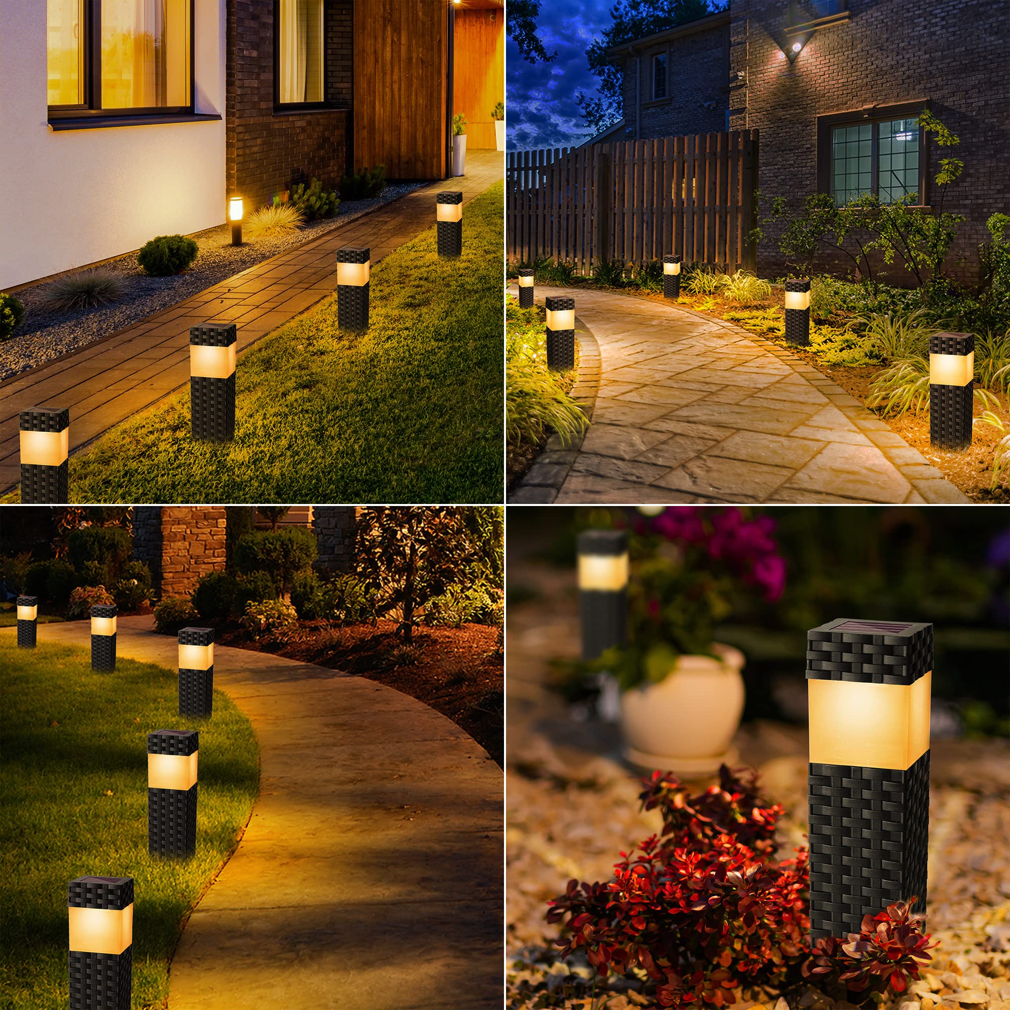 iBaycon 8 Pack Solar Pathway Lights Outdoor, Waterproof Solar Landscape Lighting, Bright Solar Garden Lights for Patio Lawn Yard Walkway Driveway (Warm White)