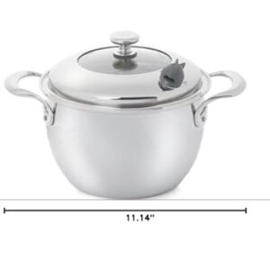 Princess House Vida Sana Stainless Steel 7-Qt. Pot Dutch Oven 5-Ply with Nutri-Steam Valve Signals When Cookware Reaches the Proper Temperature Offering the Option to Position the Valve for Healthier or Traditional Cooking.