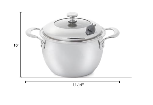 Princess House Vida Sana Stainless Steel 7-Qt. Pot Dutch Oven 5-Ply with Nutri-Steam Valve Signals When Cookware Reaches the Proper Temperature Offering the Option to Position the Valve for Healthier or Traditional Cooking.