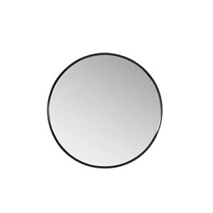 vinnova cascante 28 in. w x 28 in. h round metal wall mirror in brushed black