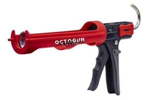 newborn octogun 208d drip-free caulk gun - integrated 4-sided tooling square & 2-sided scraper | 12:1 thrust ratio | lightweight plastic design with revolving barrel