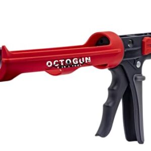 Newborn Octogun 208D Drip-Free Caulk Gun - Integrated 4-Sided Tooling Square & 2-Sided Scraper | 12:1 Thrust Ratio | Lightweight Plastic Design with Revolving Barrel