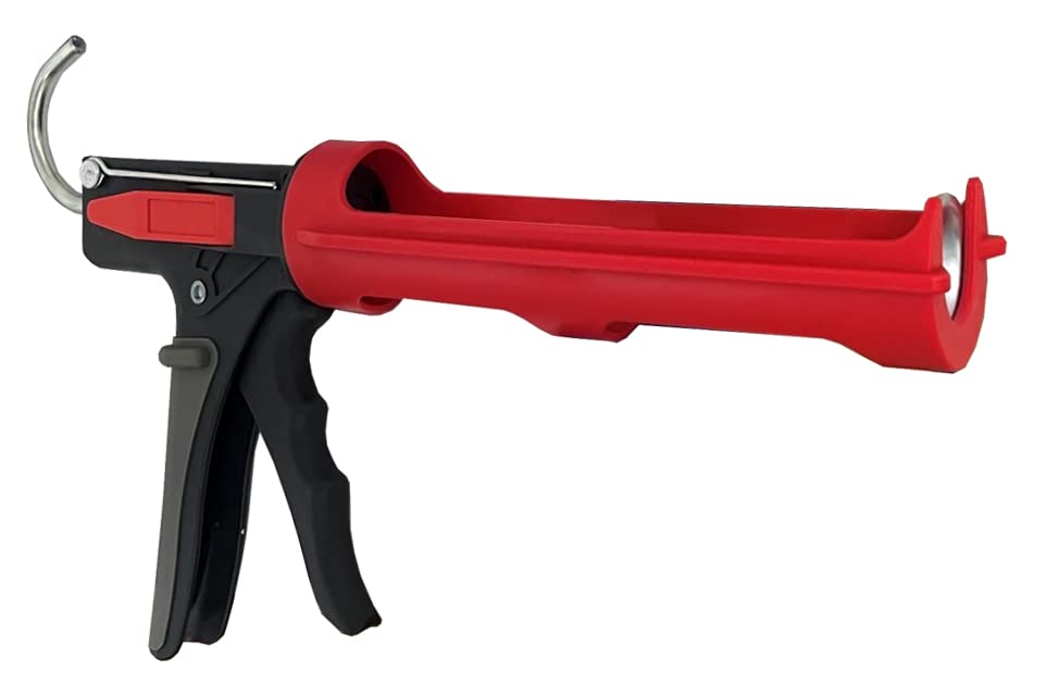 Newborn Octogun 208D Drip-Free Caulk Gun - Integrated 4-Sided Tooling Square & 2-Sided Scraper | 12:1 Thrust Ratio | Lightweight Plastic Design with Revolving Barrel