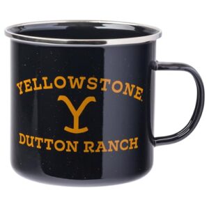 silver buffalo yellowstone dutton ranch enamel camper mug, 21 ounces