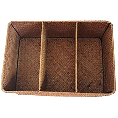 pizarra 3-Section Wicker Baskets for Shelves, Hand-Woven Seagrass Storage Baskets Paper Basket