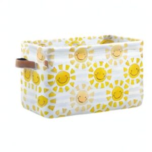 KEEPREAL Cute Sunshine Storage Basket Bin, Large Cube Storage Box Canvas Collapsible Storage Organizer for Home Office Closet - 15 L x 11 W x 9.5 H