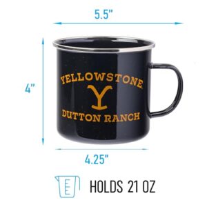 Silver Buffalo Yellowstone Dutton Ranch Enamel Camper Mug, 21 Ounces