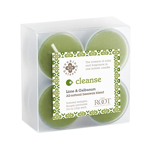 Root Candles Scented Tealights Seeking Balance® 4-Hour Aromatherapy Tealight Candles, 8-Count, Cleanse: Lime + Galbanum