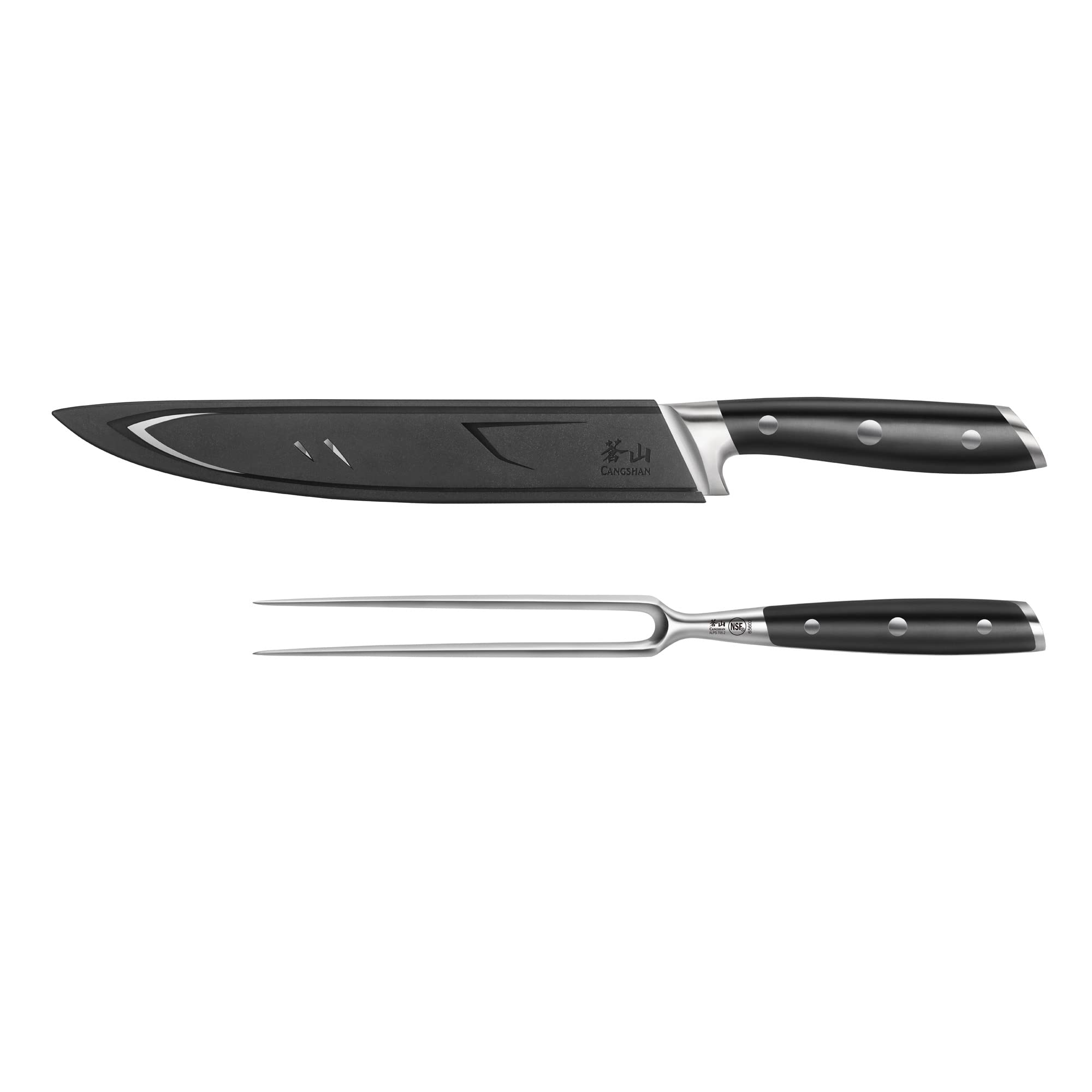 Cangshan ALPS Series 502803 German Steel Forged 2-Piece Carving Set with Sheaths, Black