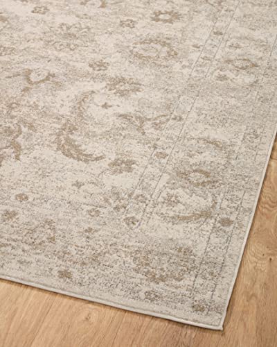 Loloi Odette Collection 6'-7" x 9'-6" Area Rug in Ivory/Beige - Designer Long Runner Rug, Neutral Runner Rug for Hallways & Entryways, High-Traffic Area Rug