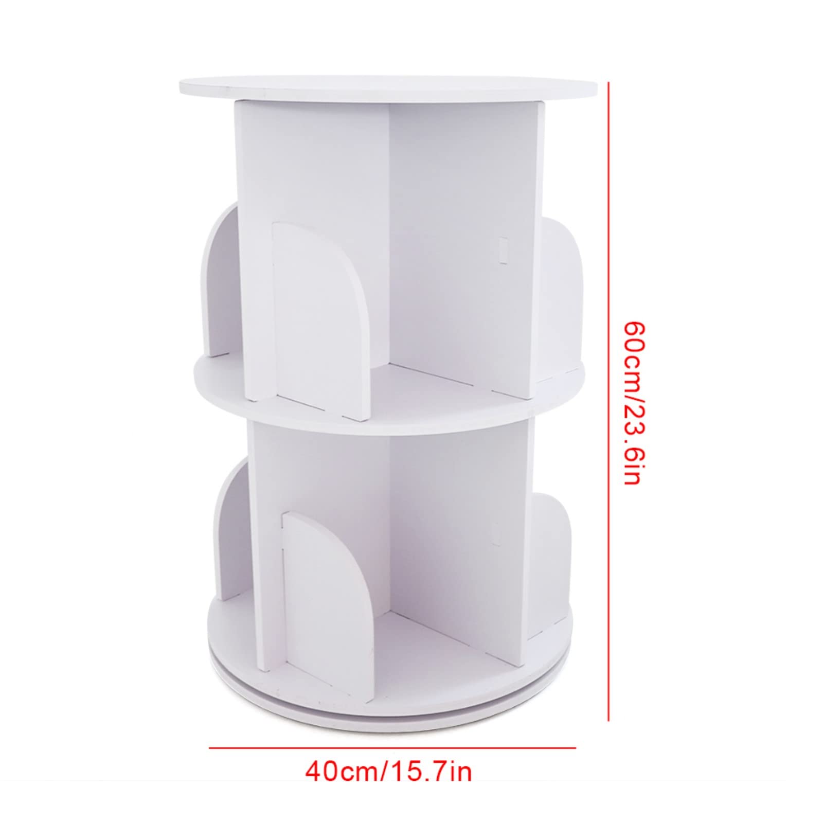 Cbhfmljd 2 Layers 360° Rotating Bookshelf, Round Bookcase Nordic Style 2 Tier Revolving Bookcase Freestanding Storage Shelf Stackable Shelves Bookshelf Organizer Round Bookshelf Living Room Bedroom