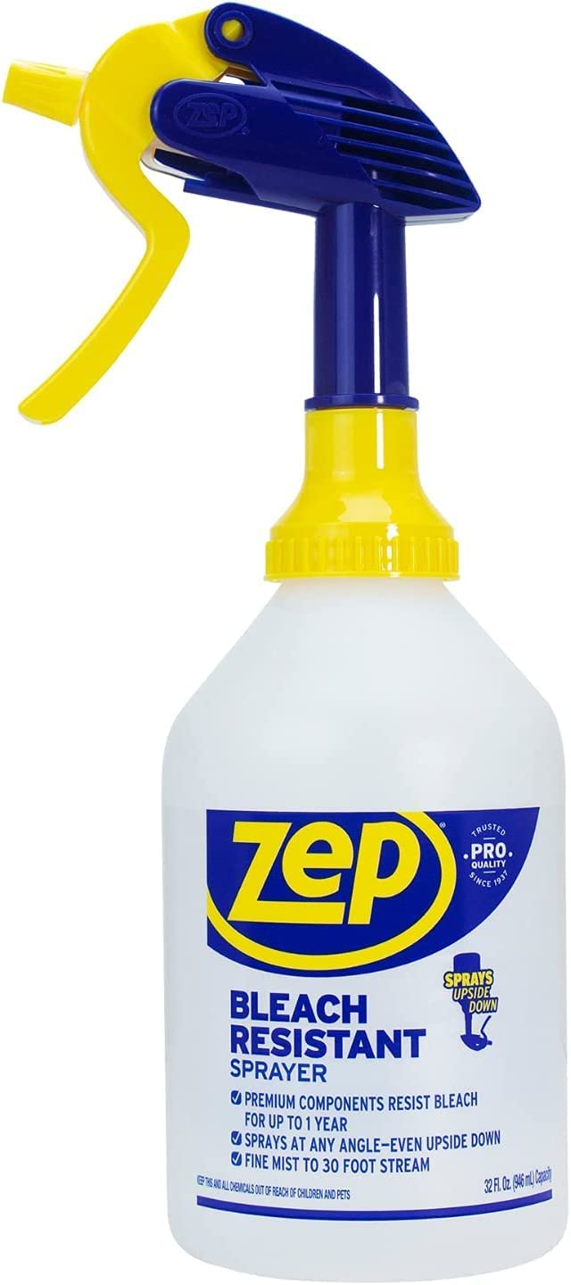 Zep New Bleach Resistant Professional Sprayer 2.0 Bottle 32 Ounces - 30 Foot Spray, Adjustable Nozzle