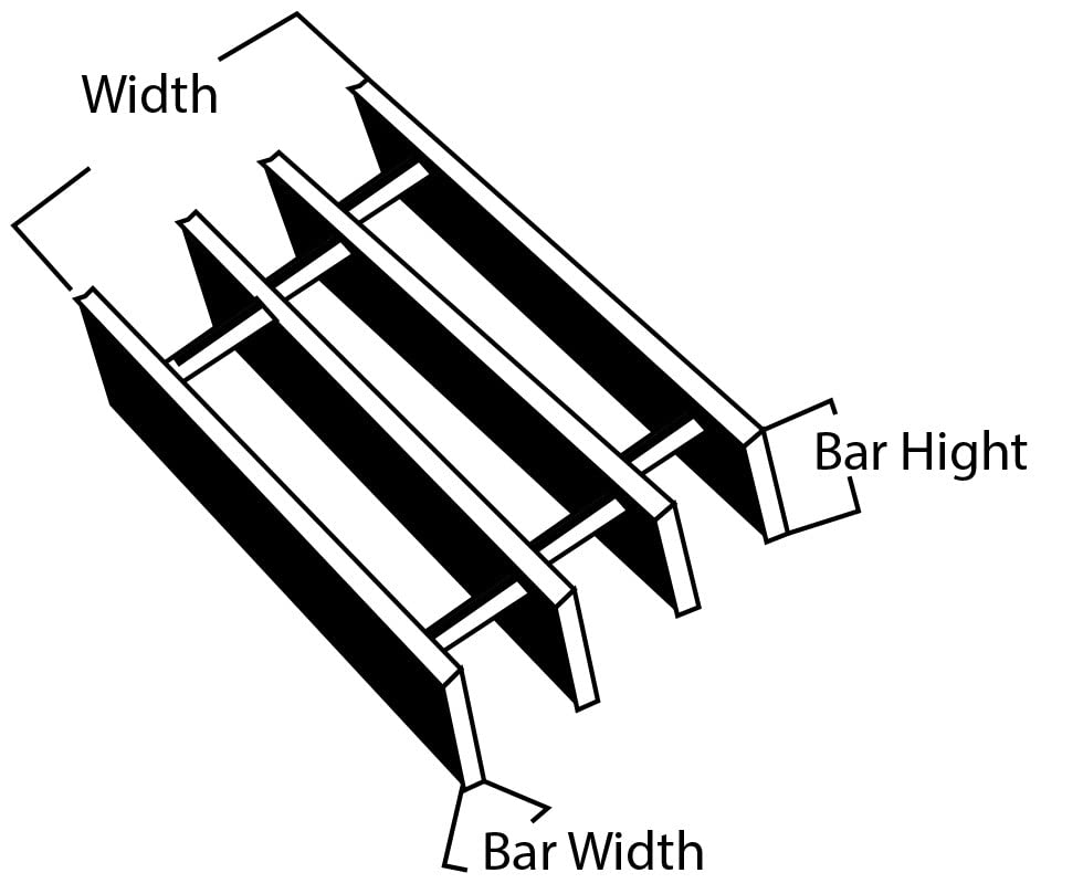 Des Moines Steel - Bar Grating: Width 36" Bar Size H 1-1/4" X W 3/16'' (1, 4')