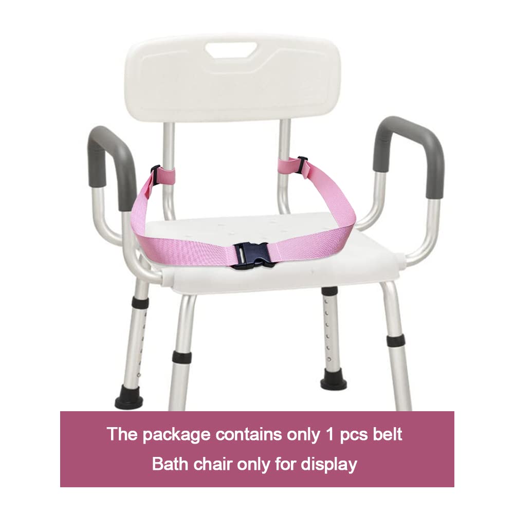 Elderly Shower Chair Seat Anti-Slip Belt, Universal Bath Bench Buckle Strap Nursing Care Supplies for Disabled Patient Bedridden (Pink)