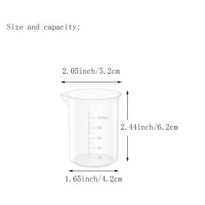 12 Pcs 3.4 Oz Transparent Lab Measuring Cup, 100ml Plastic Beaker Cups, for Science Experiment, Liquid Measuring