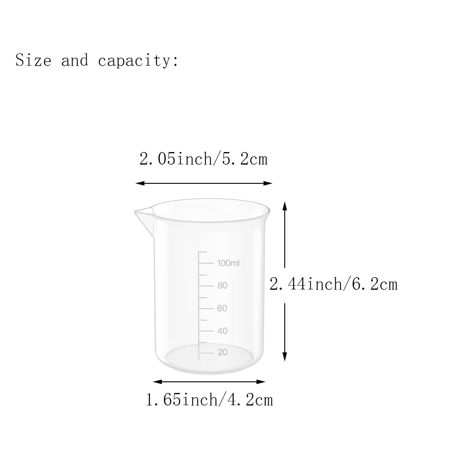 12 Pcs 3.4 Oz Transparent Lab Measuring Cup, 100ml Plastic Beaker Cups, for Science Experiment, Liquid Measuring