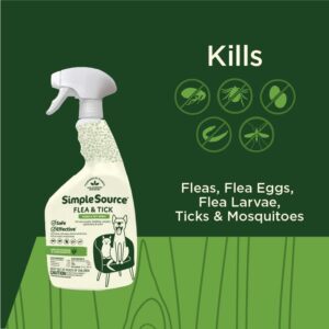 SimpleSource® Flea & Tick Home & Pet Spray, Powered by Plants, Kills Fleas, Flea Eggs, Flea Larvae, & Ticks, Kills & Repels Mosquitos, 32oz Bottle