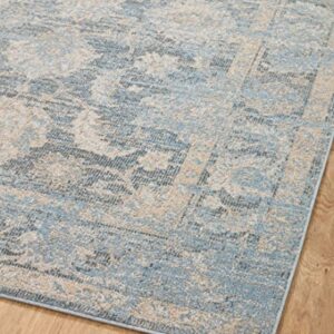 Loloi Odette Collection 5'-3" x 7'-9" Area Rug in Sky/Beige - Designer Long Runner Rug, Neutral Runner Rug for Hallways & Entryways, High-Traffic Area Rug