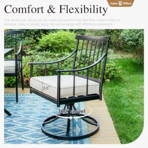 Sophia & William Swivel Patio Chairs Set of 2, Metal Rocker Patio Outdoor Dining Chairs Set with Seat Cushions, Wrought Iron Patio Bistro Furniture Chairs with Armrest for Garden, Yard, 2 Pack