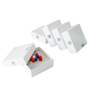 cryoking 2 inch height 100-well lab freezer boxes superior cardboard vial storage boxes, white, case of 100