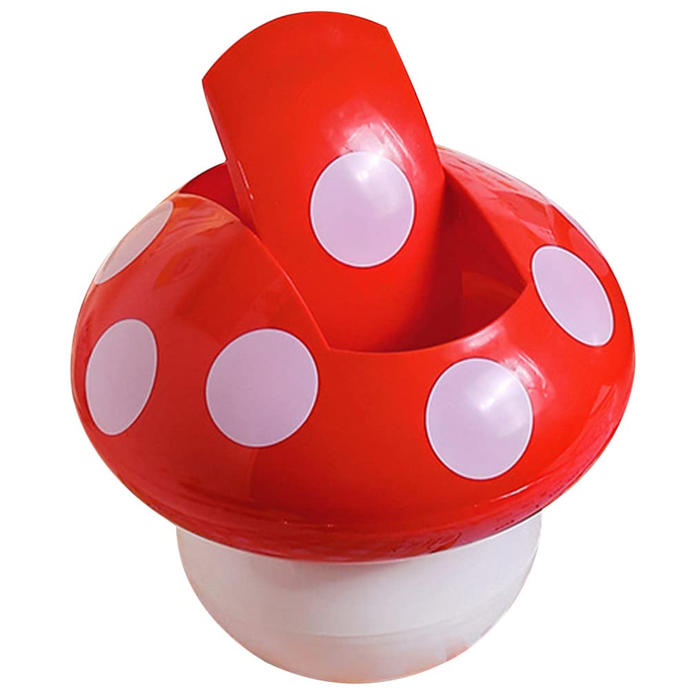 Healeved Small Trash Can for Desktop, Mushroom Trash Can Mini Adorable Trash Can with Lid Tabletop Trash Can