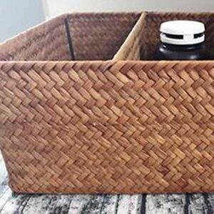 pizarra 3-Section Wicker Baskets for Shelves, Hand-Woven Seagrass Storage Baskets Paper Basket