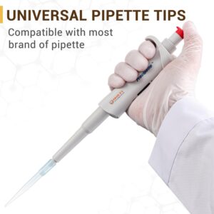 4E's USA 1000µL Pipette Tip - Universal Tips, RNase/DNase Free, Pyrogen Safe, Sterile Blue Pipette Tip with Filter, 96 Tips Racked