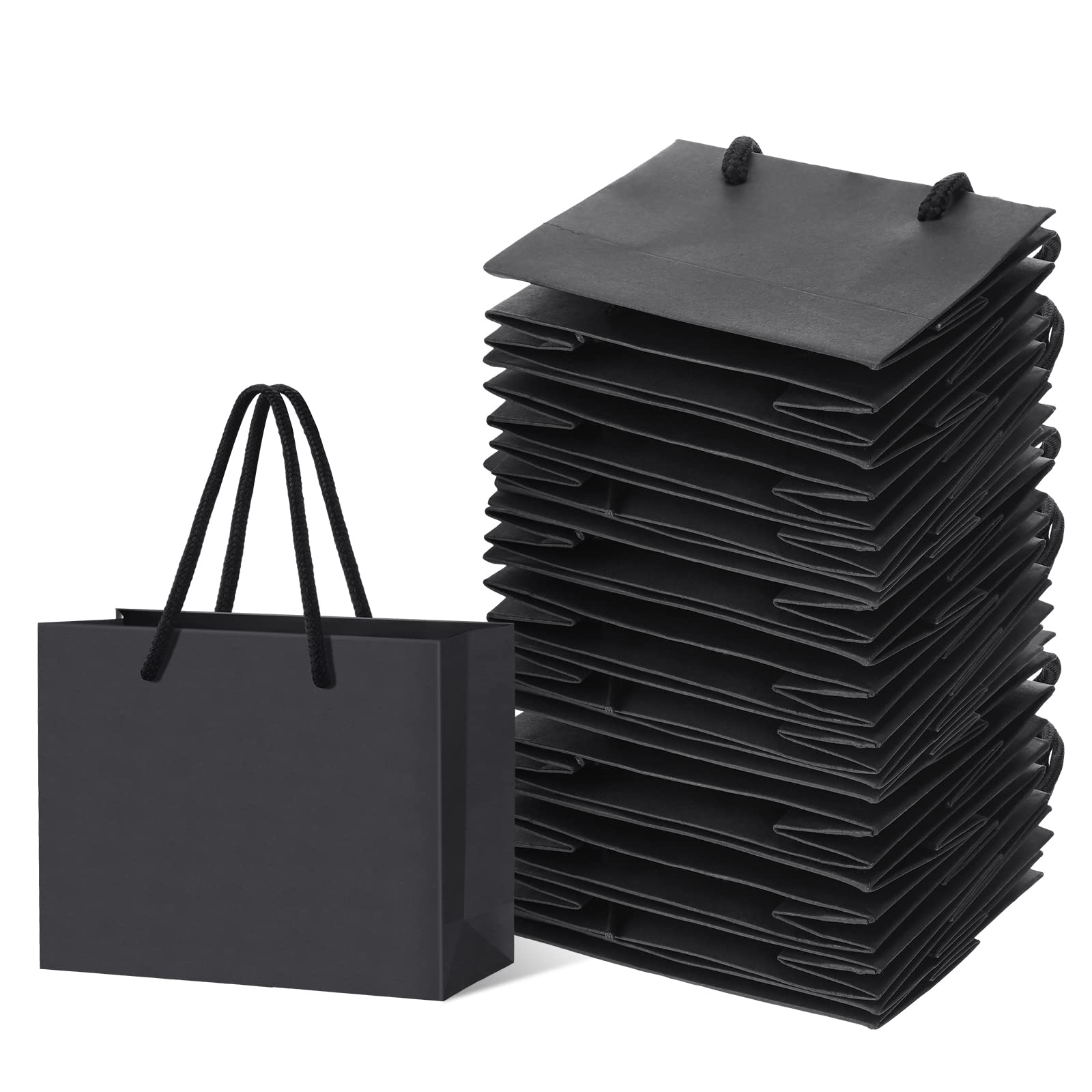 Yexiya Extra Small Black Gift Bags 3.94 x 4.72 x 2.36 Inch Paper Gift Bags with Handle Mini Gift Wrap for Present Craft Party Favor(24 Pcs)