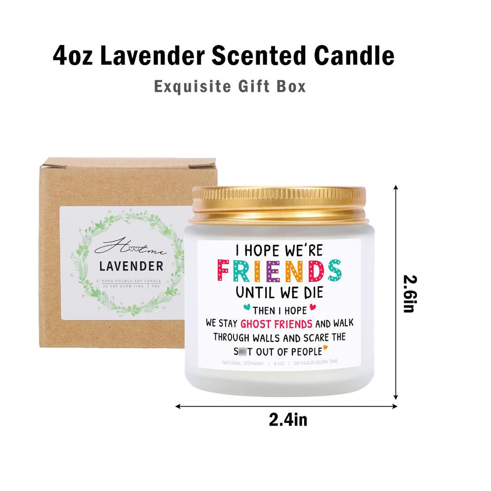 Best Friend Candles Gifts for Women, Funny Birthday Gift for Friends, Friendship Gifts for Women Friends, Sisters, BFF, Coworker, Girlfriend, Lavender Soy Candle