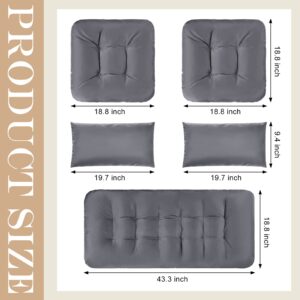 5 Pieces Wicker Patio Cushion Sets Include 1 Loveseat 2 U-Shape 2 Matching Chair Cushions Indoor Outdoor Tufted Settee Bench Cushions Replacement Loveseat Cushions for Outdoor Furniture (Light Gray)