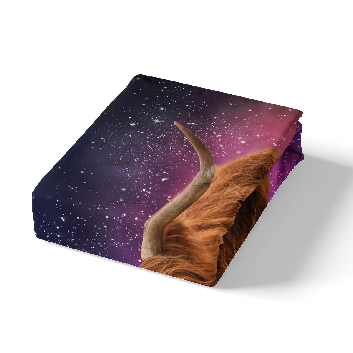 Feelyou Highland Cow Duvet Cover Queen Size Highland Cattle Comforter Cover 3D Printed Space Bedding Set Galaxy and Flowers Bedspread Cover for Kids Boys Girls Adults with 2 Pillow Case