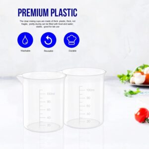 12 Pcs 3.4 Oz Transparent Lab Measuring Cup, 100ml Plastic Beaker Cups, for Science Experiment, Liquid Measuring