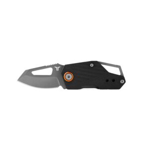 true berm ball bearing keychain knife with 1.5" blade and g10 handle, black