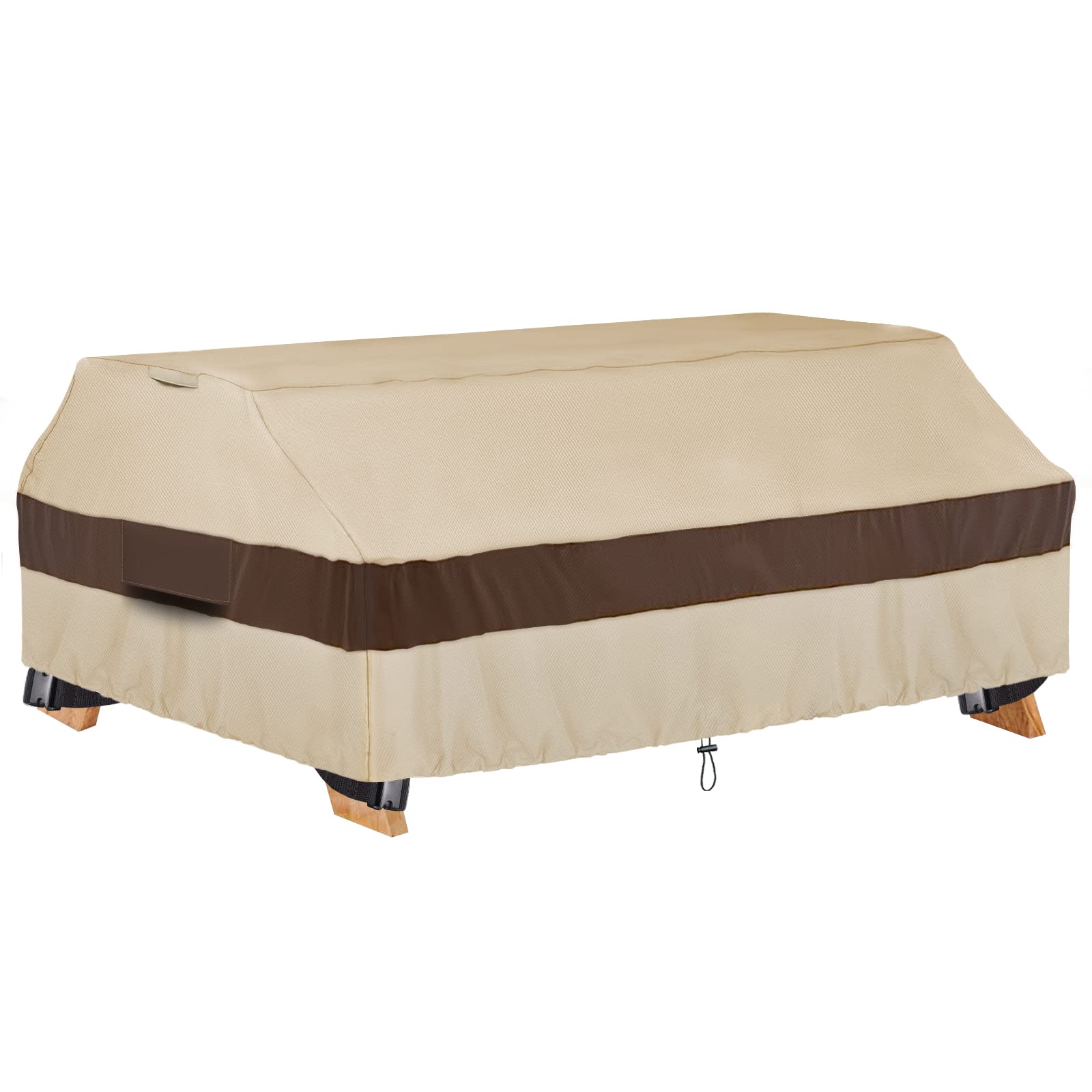 YANSHILEI Outdoor Picnic Table Cover Fits 6ft Rectangles Picnic Table Waterproof Protection, Waterproof Polyester Canvas Fitted Picnic Table Cover, Weatherproof Patio Table Covers (Khaki)