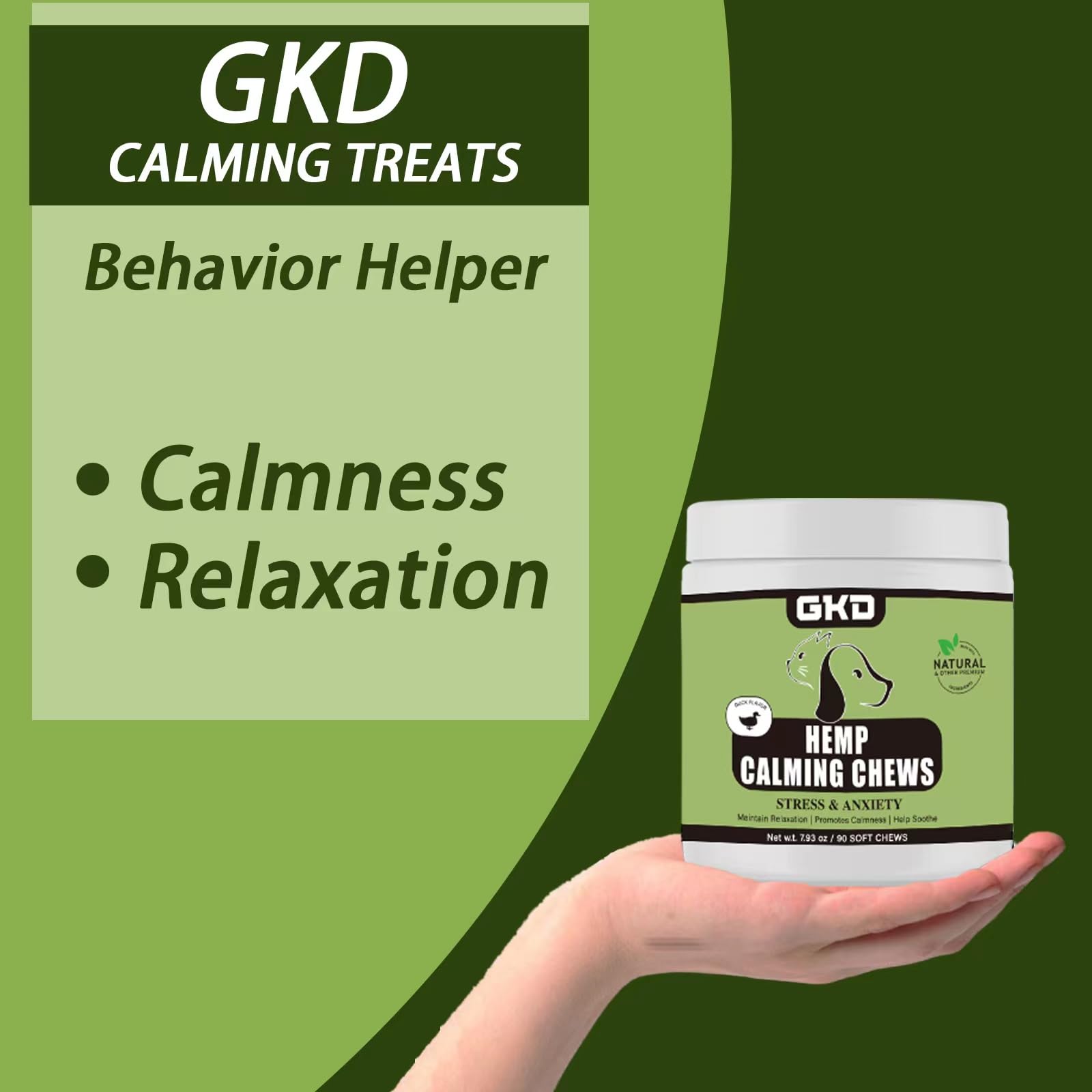 GKD Dog Calming Chews - Anxiety Relief Treats, Hemp Calming Chews for All Dogs Puppy Pets at Ease Relax Chews Dog Products Health Supplies Melatonin for Dogs