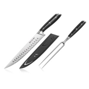 cangshan alps series 502803 german steel forged 2-piece carving set with sheaths, black