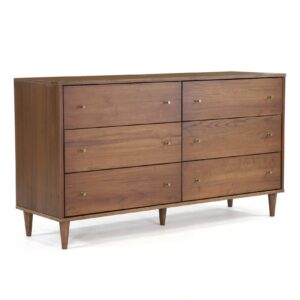 Grain Wood Furniture Mid Century 6-Drawer Dresser, Brushed Walnut